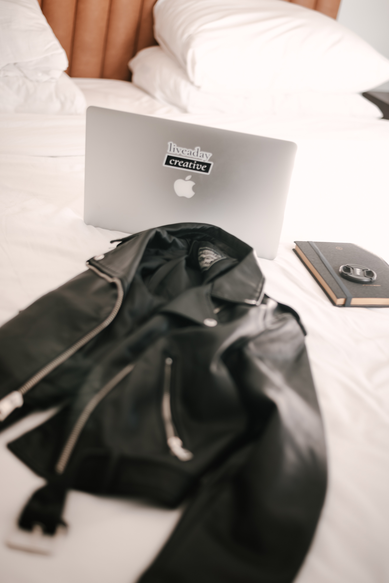 Brand Photos for Liveaday Creative_Leather Jacket and Laptop